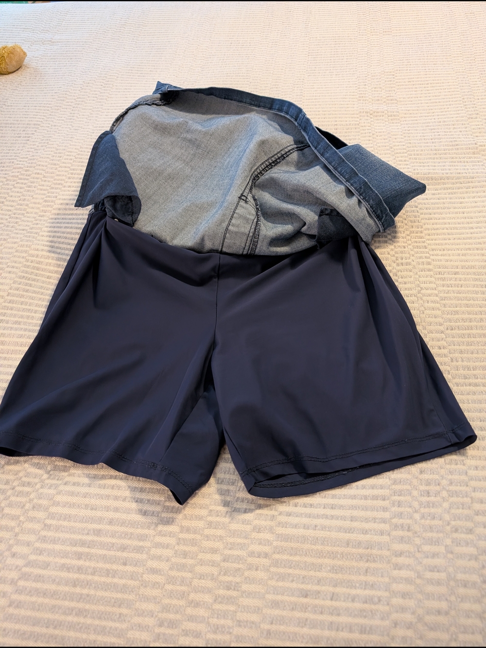 Denim A-Line Mini Skort, Size L - Picture 5 of 10